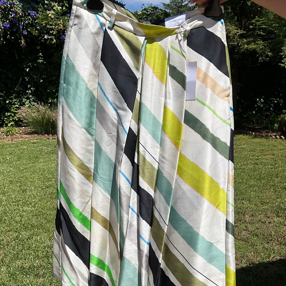 Christian Wijnants Wide Leg Striped Pants, 100% Silk, Size 36